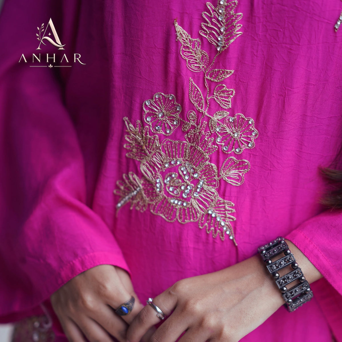 Neelanjona Premium Handwork 2-Piece - Deep Pink