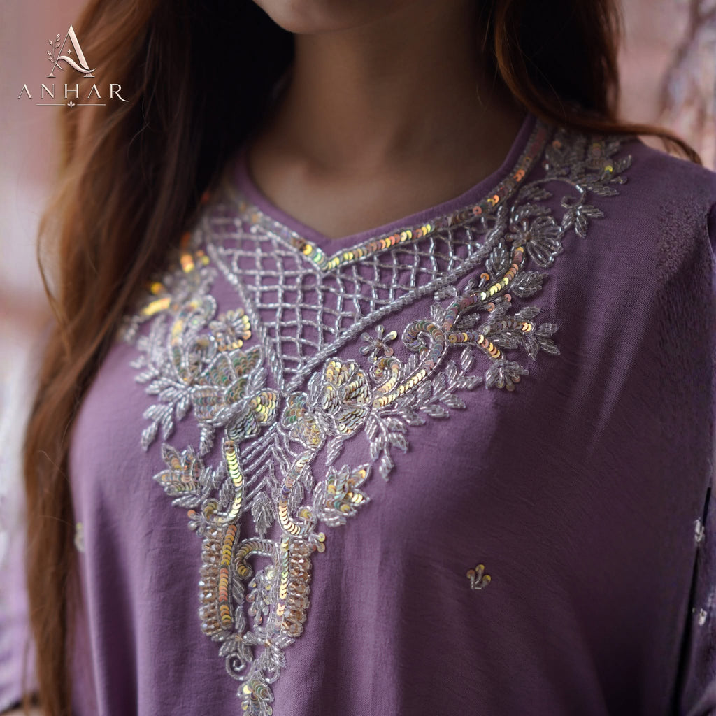 Meghbela Premium Handwork Kaftan-Pink